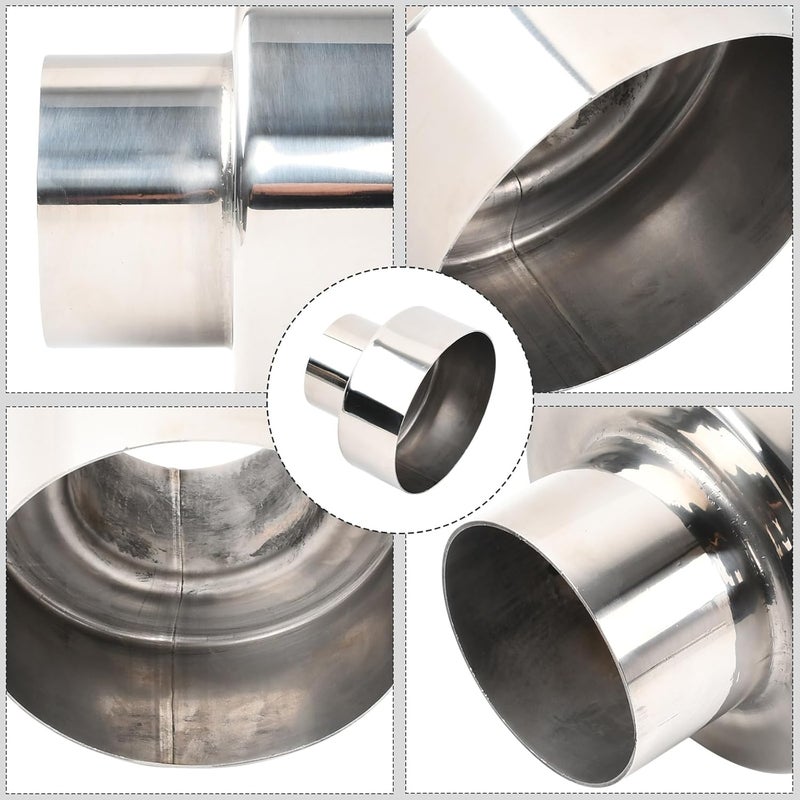 SSN Exhaust Pipe Reducer Component Adapter 3 Inch OD to 5.0 Inch OD Polished 304 Stainless Steel Universal OD 3" to OD 5.0" Exhaust Pipe Reducer Adapter 4 Inch Length-Pair 2 Pcs - Image 2